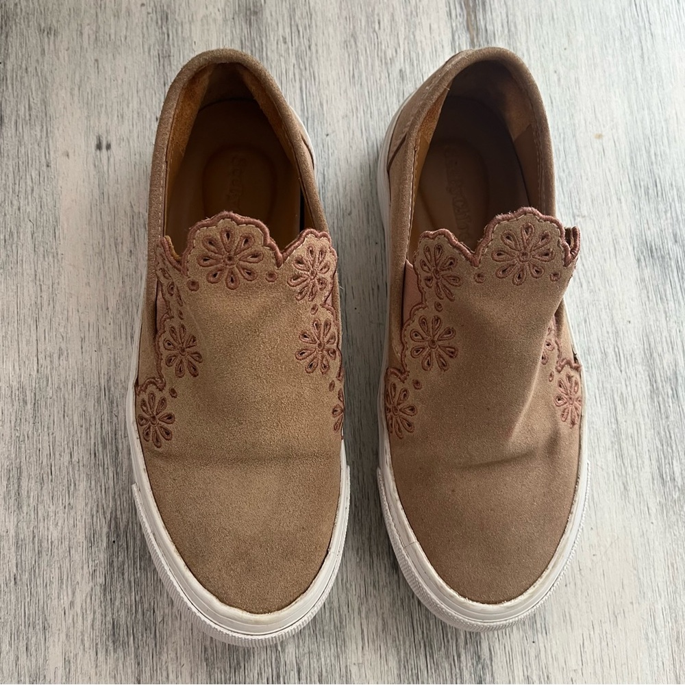 See By Chloe Inlai Sz 36 US 6 Suede Lasercut Slip On Sneakers Shoes